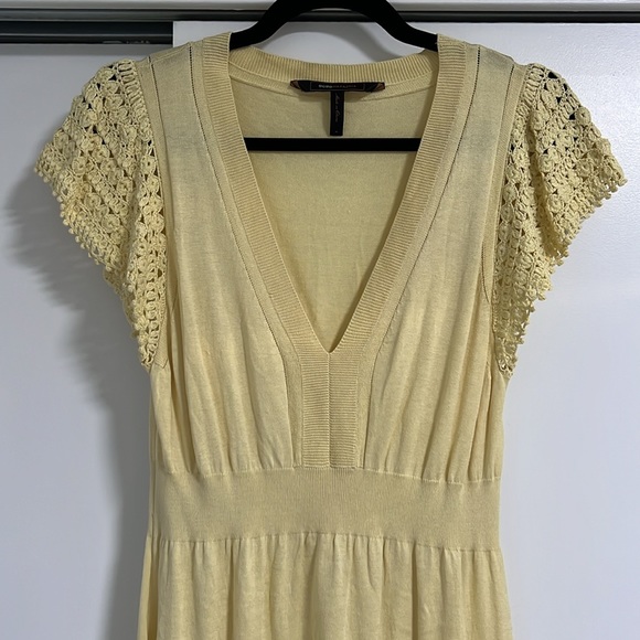 BCBG  MAXAZRIA Dress Yellow Silk/Cotton Blend Sz Large - Picture 3 of 4